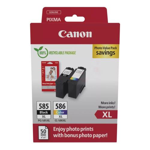 Canon Druckerpatrone / Fotopapier schwarz / Farbe (6204C005 / PG585XLCL586XL) (Doppelpack, Multipack, hohe Kapazität)
